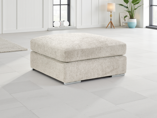 Natalie Beige Footstool sofa at Dreamy – W96 x D96 x H50cm with free Isle of Man and UK delivery
