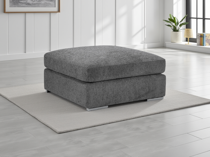 Natalie Grey Footstool sofa at Dreamy – W96 x D96 x H50cm with free Isle of Man and UK delivery