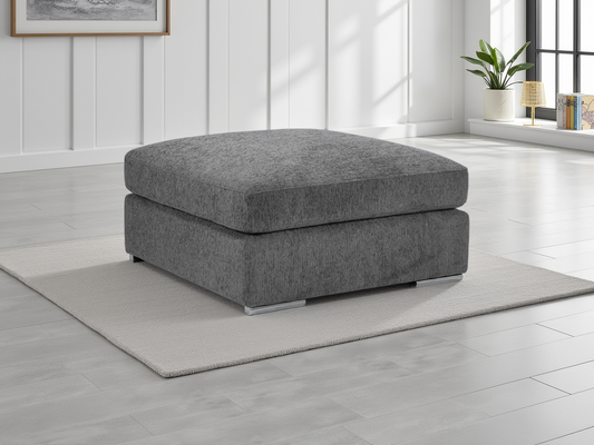 Natalie Grey Footstool sofa at Dreamy – W96 x D96 x H50cm with free Isle of Man and UK delivery