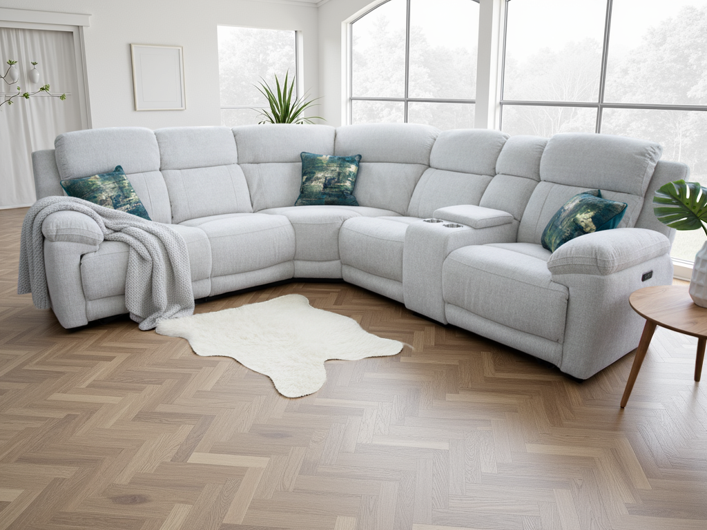 Owl Electric Recliner Sofa Beige Corner - beige fabric electric recliner corner sofa by Dreamy