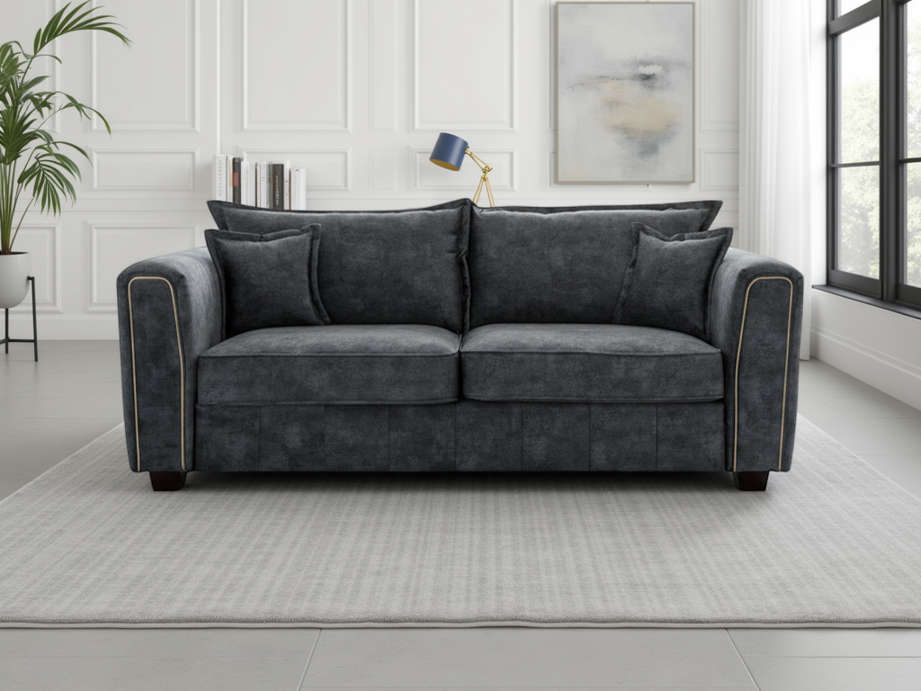 Selina Sofa Black 3 Seater - Sofas Isle of Man