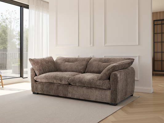 Quin Sofa Brown 3 Seater - family fabric sofa - Dreamy furniture