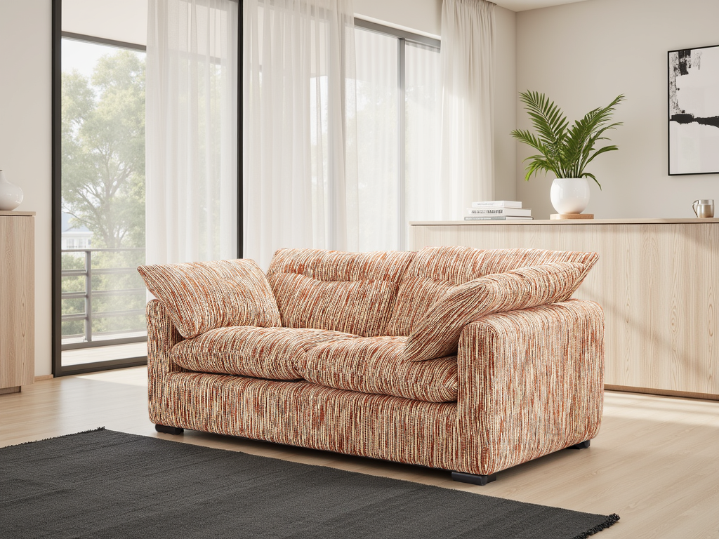 Quin Sofa Rust/Beige 2 Seater - family fabric sofa - Dreamy furniture