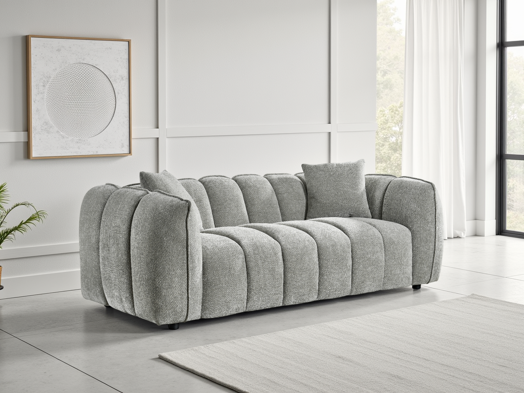 Vera Sofa Grey 3 Seater - modern compact sofa UK at Dreamy
