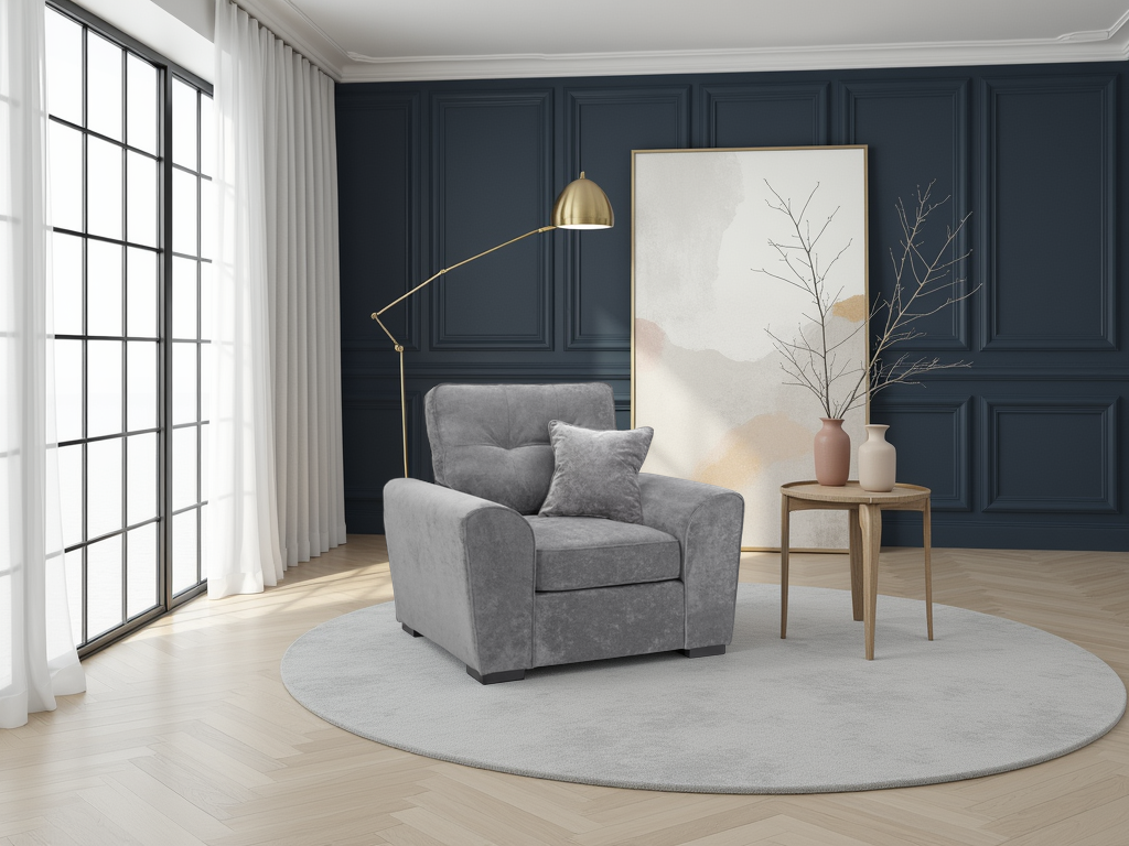 Maxine Sofa Grey Armchair - premium furniture with free Isle of Man and UK delivery