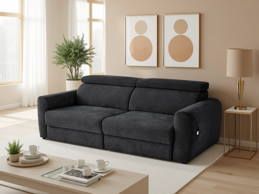 Dakota Electric Sofabed Black 3 Seater - premium sofabed with free Isle of Man and UK delivery