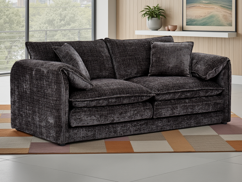 Sonia Sofa Black 3 Seater - premium sofa with free Isle of Man and UK delivery