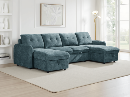 Morgan Sofabed Blue U Shape Corner - blue U shape sofa bed with free delivery