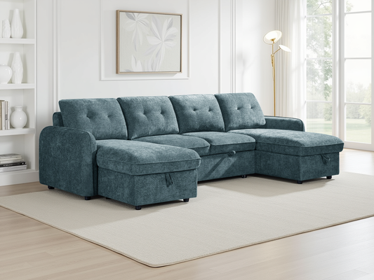 Morgan Sofabed Blue U Shape Corner - blue U shape sofa bed with free delivery