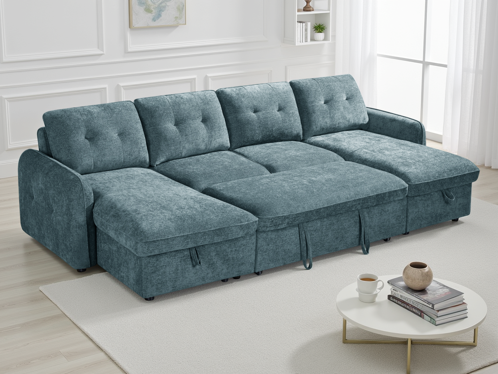 Morgan Sofabed Blue U Shape Corner - blue U shape sofa bed with free delivery