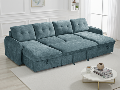 Morgan Sofabed Blue U Shape Corner - blue U shape sofa bed with free delivery