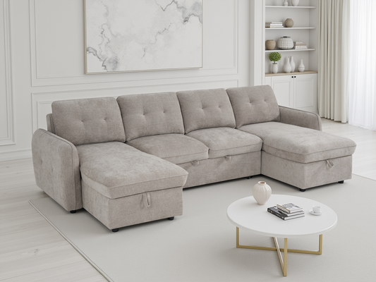 Morgan Sofabed Beige U Shape Corner - Morgan Sofabed Beige U Shape Corner sofa bed Isle of Man UK delivery