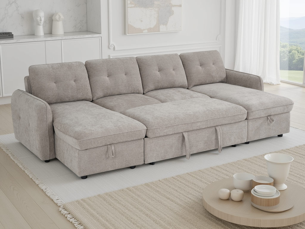 Morgan Sofabed Beige U Shape Corner - Morgan Sofabed Beige U Shape Corner sofa bed Isle of Man UK delivery