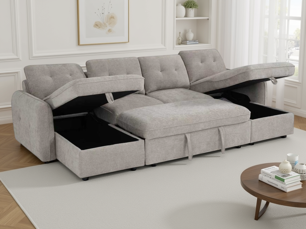 Morgan Sofabed Beige U Shape Corner - Morgan Sofabed Beige U Shape Corner sofa bed Isle of Man UK delivery