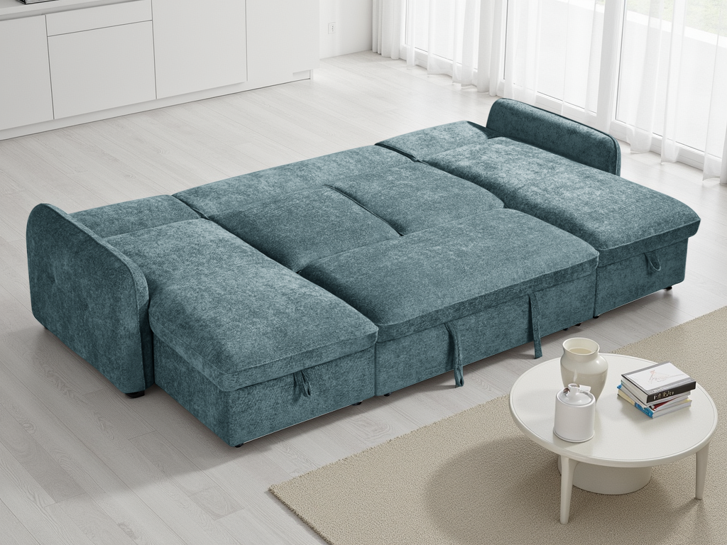 Morgan Sofabed Blue U Shape Corner - blue U shape sofa bed with free delivery