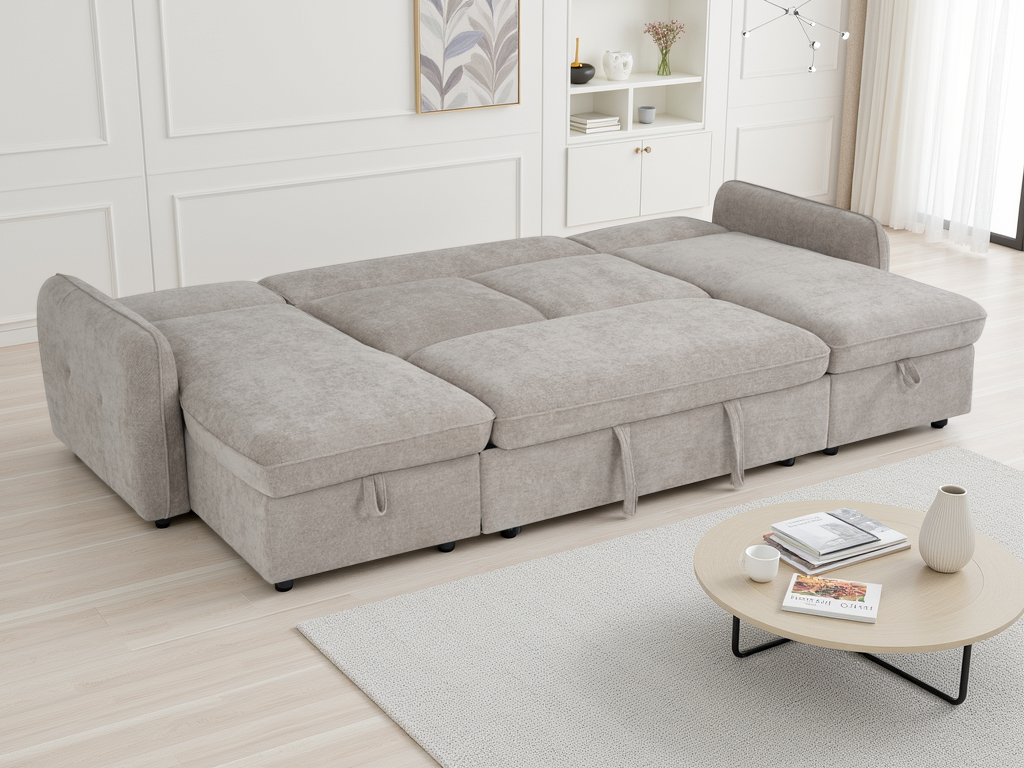 Morgan Sofabed Beige U Shape Corner - Morgan Sofabed Beige U Shape Corner sofa bed Isle of Man UK delivery