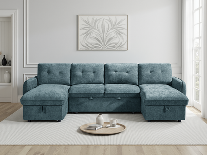 Morgan Sofabed Blue U Shape Corner - blue U shape sofa bed with free delivery