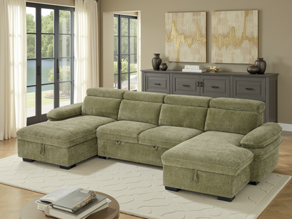 Hunnie Sofabed Green U Shape Corner - premium sofabed with free Isle of Man and UK delivery