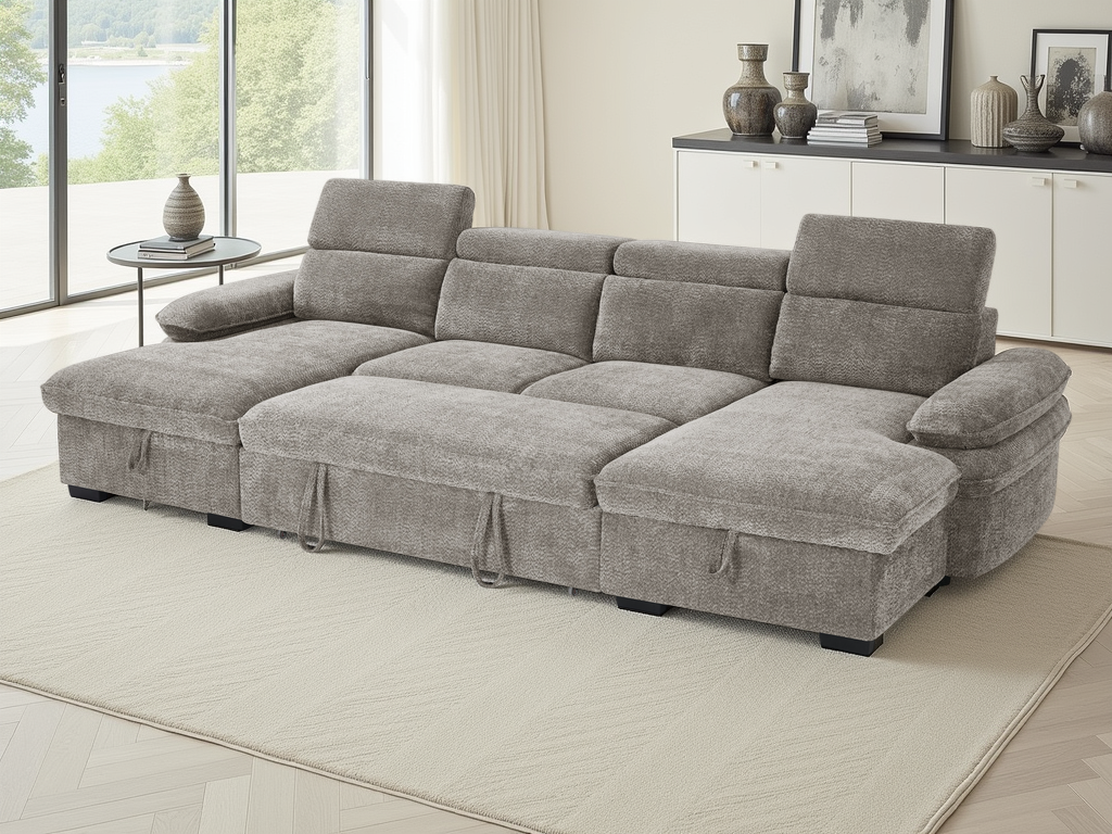 Hunnie Sofabed Grey U Shape Corner - premium sofabed with free Isle of Man and UK delivery