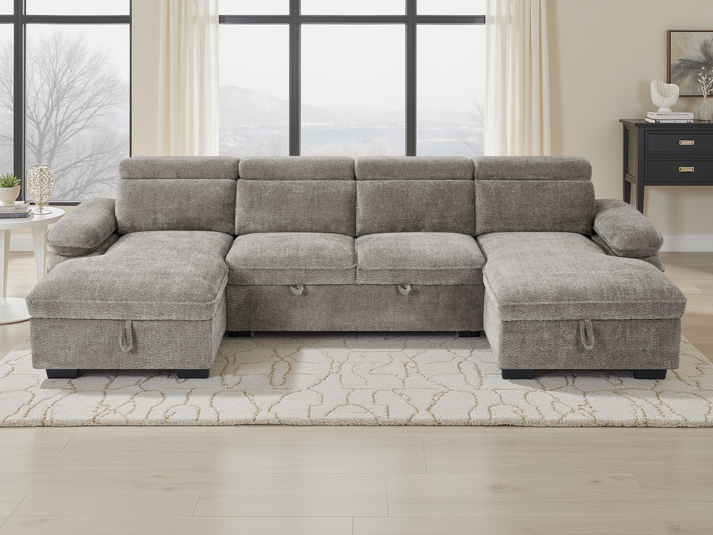 Hunnie Sofabed Grey U Shape Corner - premium sofabed with free Isle of Man and UK delivery