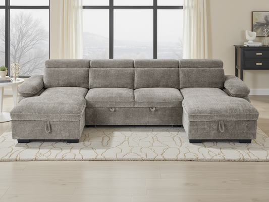 Hunnie Sofabed Grey U Shape Corner - premium sofabed with free Isle of Man and UK delivery