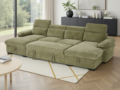 Hunnie Sofabed Green U Shape Corner - premium sofabed with free Isle of Man and UK delivery