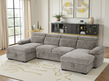 Hunnie Sofabed Grey U Shape Corner - premium sofabed with free Isle of Man and UK delivery
