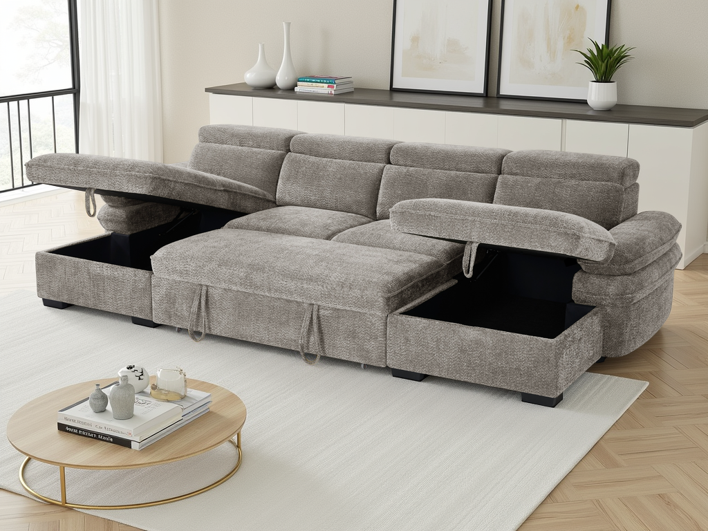 Hunnie Sofabed Grey U Shape Corner - premium sofabed with free Isle of Man and UK delivery