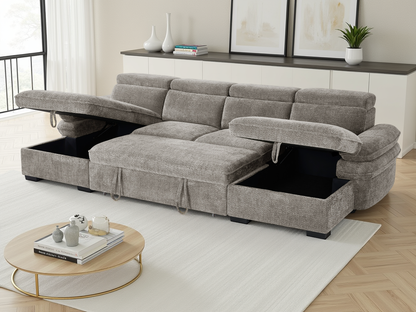 Hunnie Sofabed Grey U Shape Corner - premium sofabed with free Isle of Man and UK delivery