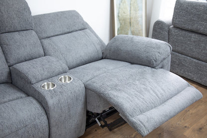 Owl Electric Recliner Sofa Grey Corner - grey fabric electric recliner corner sofa by Dreamy