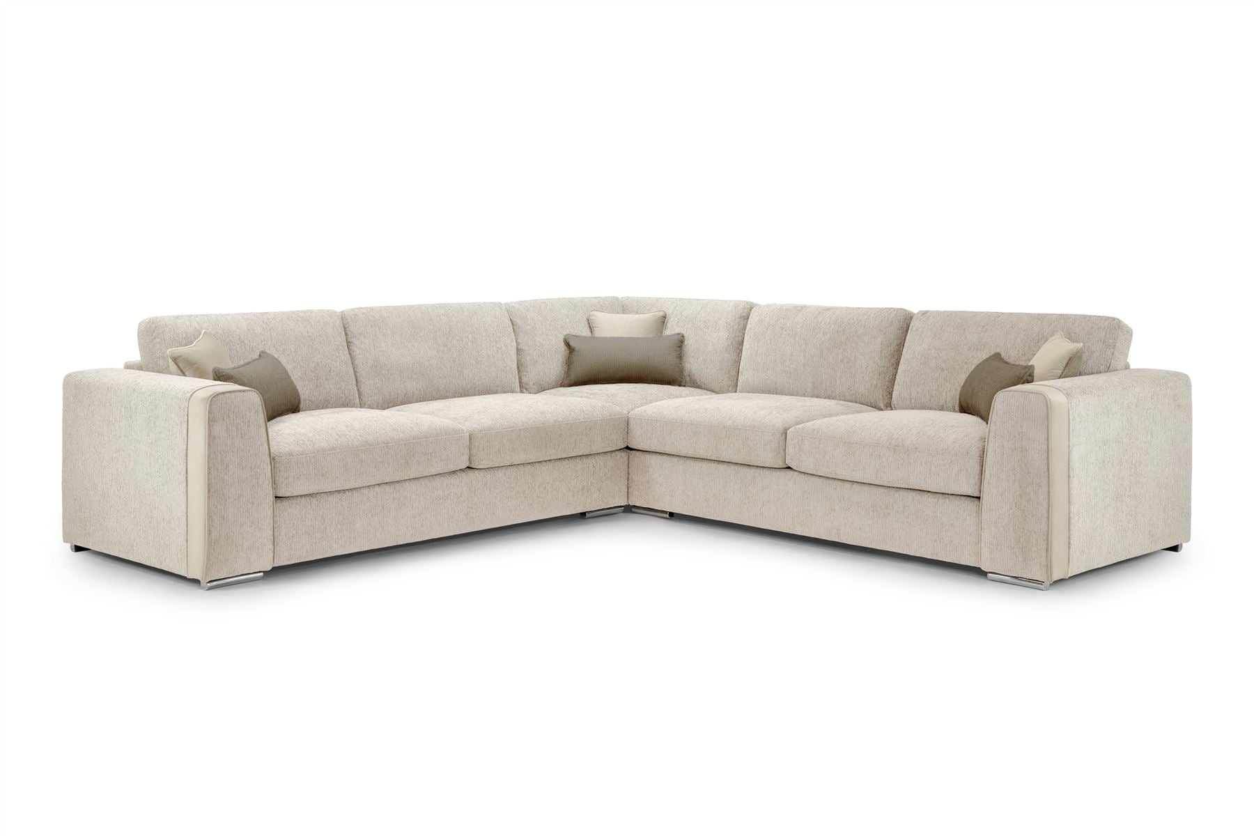 Natalie Beige Large Corner Sofa with dimensions W308 x Chaise 308 x D102 x H91cm | Seat height 50cm | Seat depth 70cm | Seat width 246 x 246cm - Dreamy UK and Isle of Man