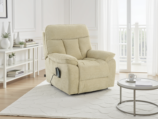 Colette Rise and Recline Massage Chair Beige - premium furniture with free Isle of Man and UK delivery