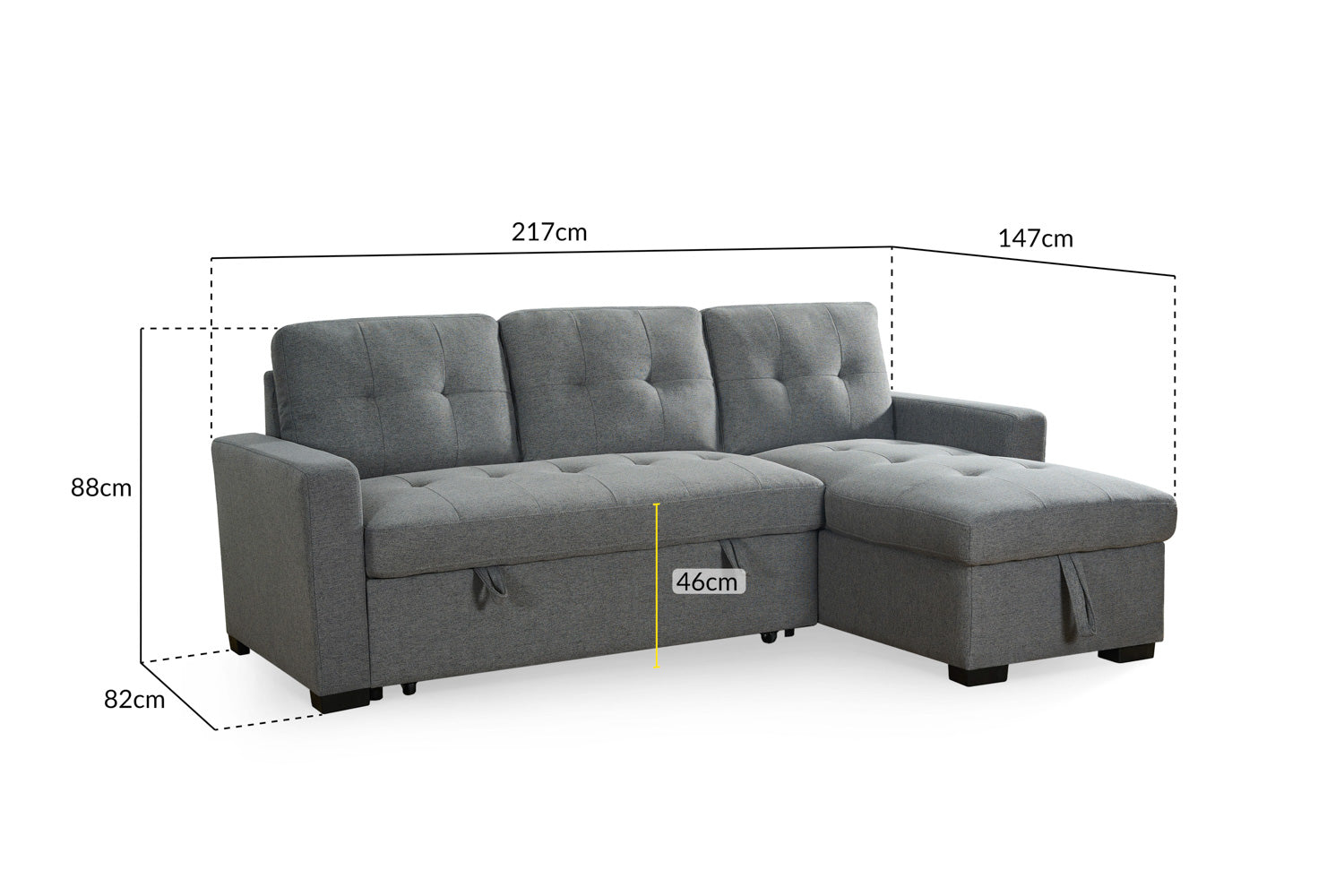 Aladin Sofabed Grey Universal Corner at Dreamy furniture store