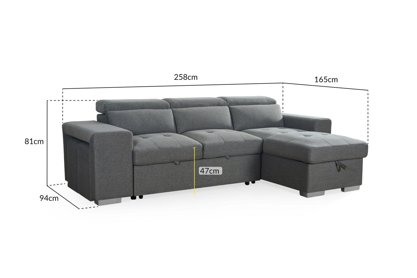 Ara Sofabed Grey Universal Corner at Dreamy furniture store