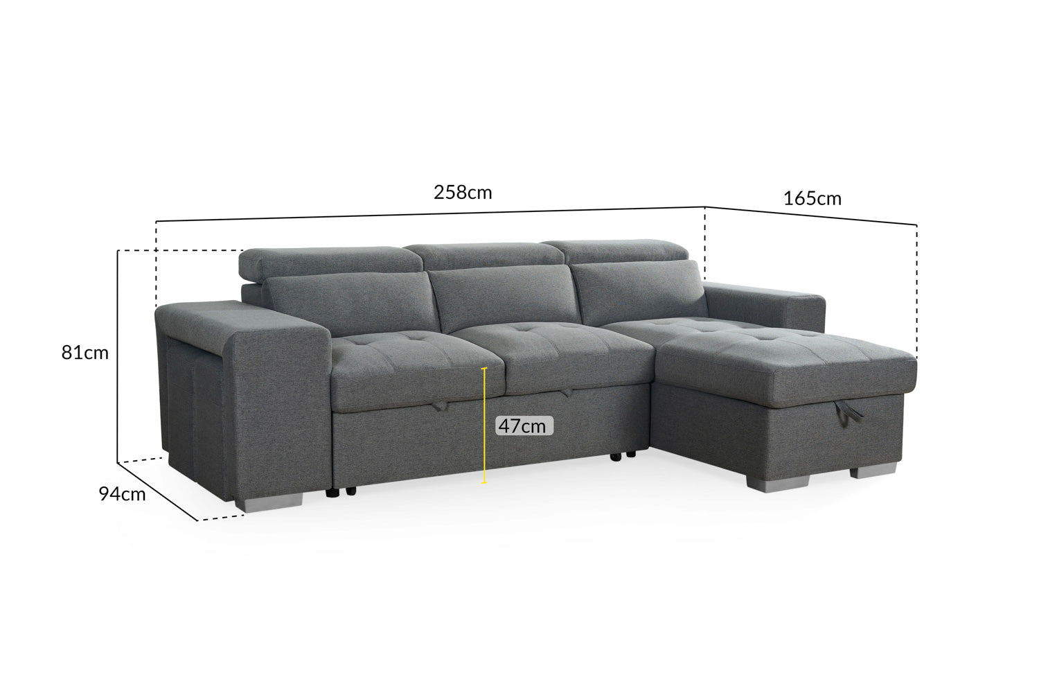 Ara Sofabed Grey Universal Corner at Dreamy furniture store