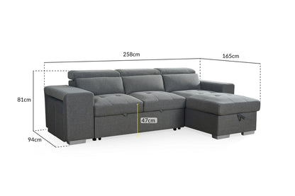 Ara Sofabed Grey Universal Corner at Dreamy furniture store