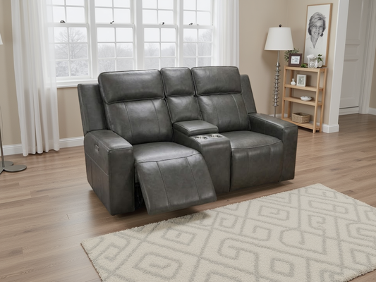 Bara Electric Recliner Sofa Grey 2 Seater - leather electric recliner sofa - Dreamy furniture