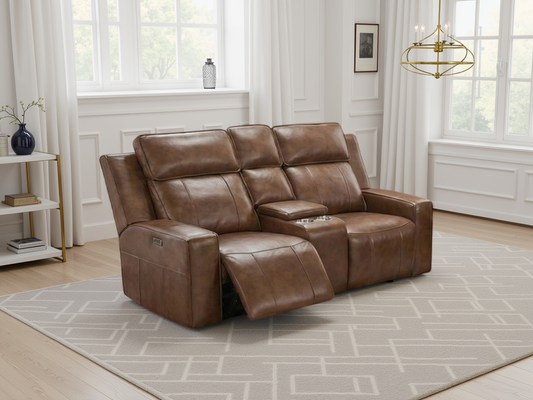 Bara Electric Recliner Sofa Brown 2 Seater - leather electric recliner sofa - Dreamy furniture