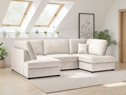 Cara Sofa Plush Beige U Shape Corner at Dreamy furniture store