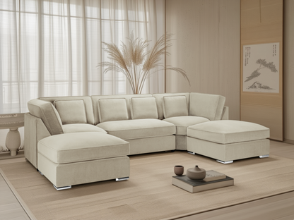 Bela Sofa Beige U Shape Corner from Dreamy - sofa with free Isle of Man and UK delivery