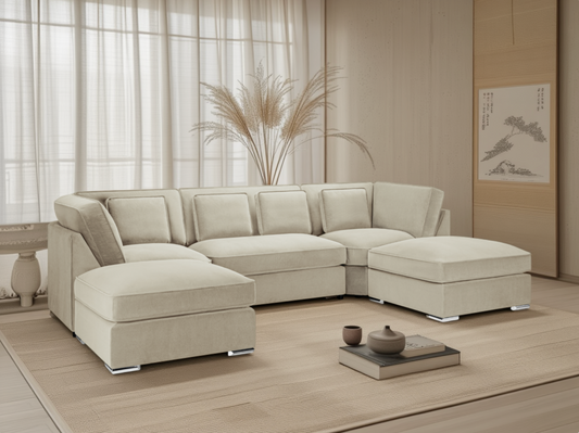 Bela Sofa Beige U Shape Corner from Dreamy - sofa with free Isle of Man and UK delivery