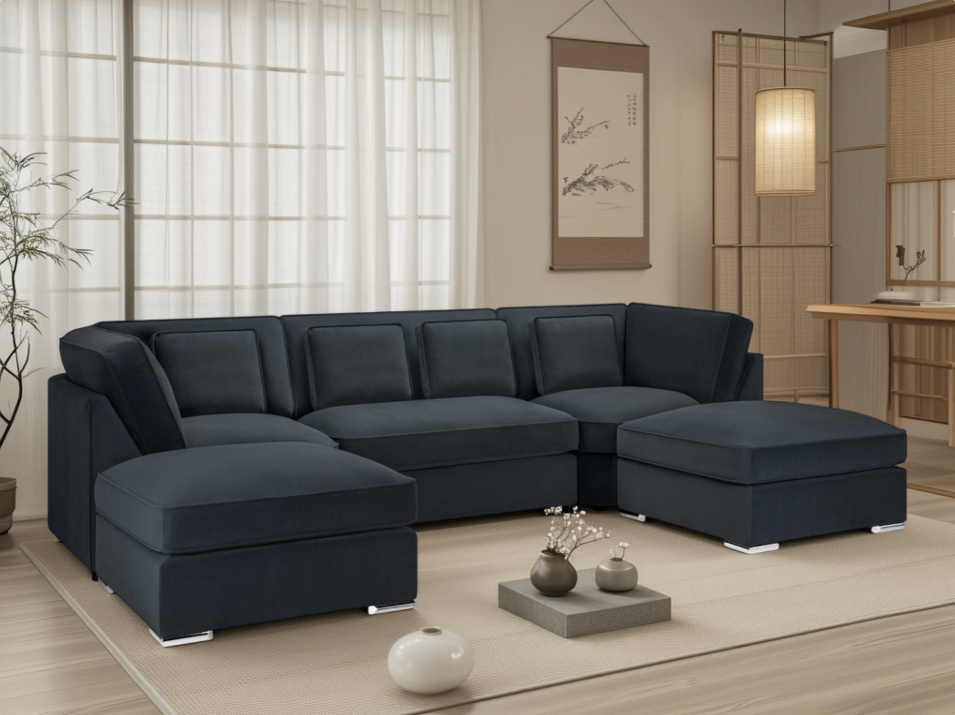 Bela Sofa Slate U Shape Corner from Dreamy - sofa with free Isle of Man and UK delivery