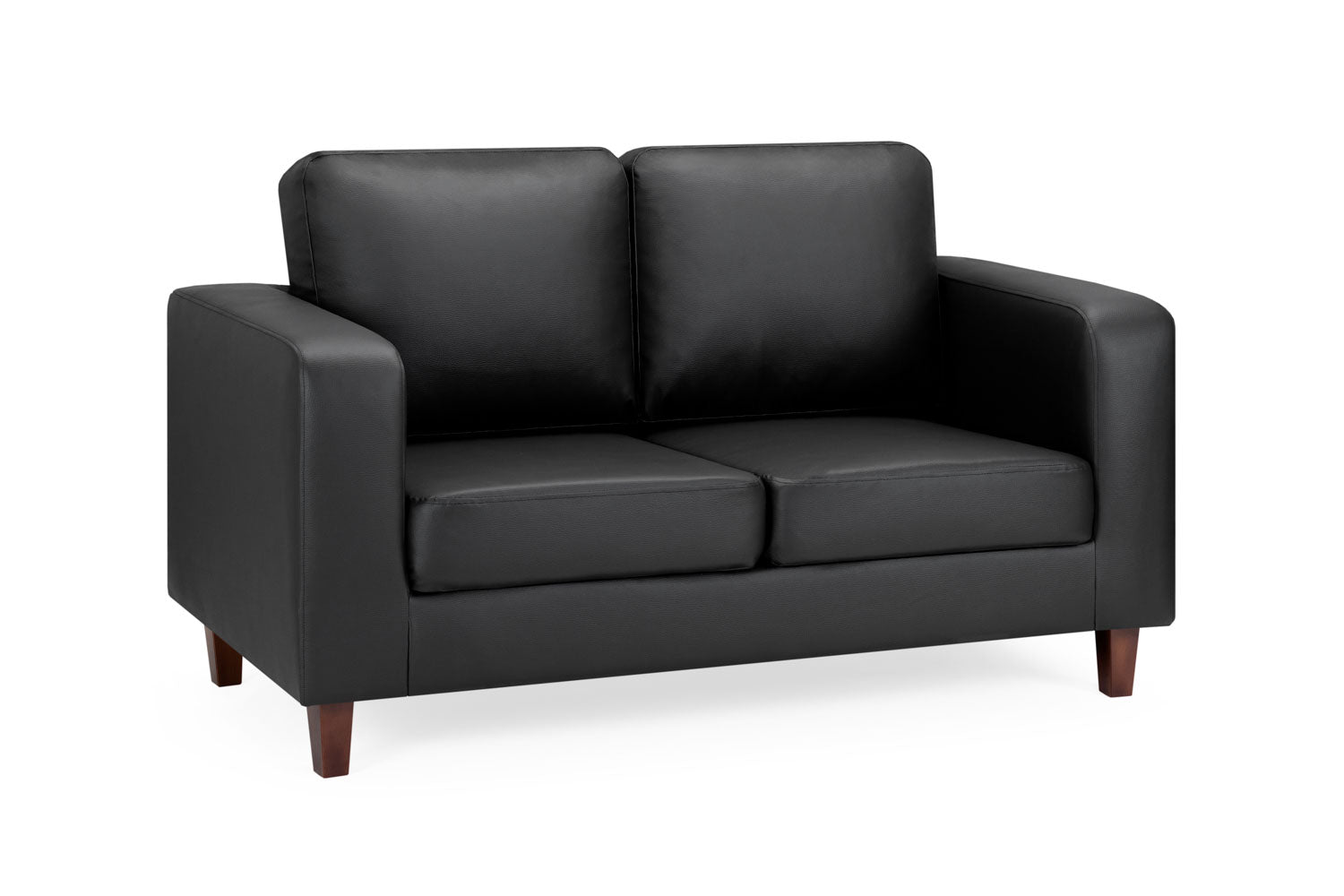 Bobbi Sofa Black 2 Seater - Bobbi black faux leather 2 seater sofa with removable cushions, Width: 140cm | Depth: 77cm | Height: 81cm, Dreamy Isle of Man and UK delivery