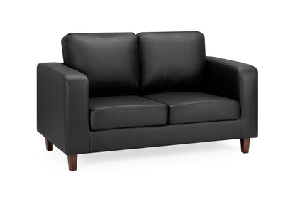Bobbi Sofa Black 2 Seater - Bobbi black faux leather 2 seater sofa with removable cushions, Width: 140cm | Depth: 77cm | Height: 81cm, Dreamy Isle of Man and UK delivery