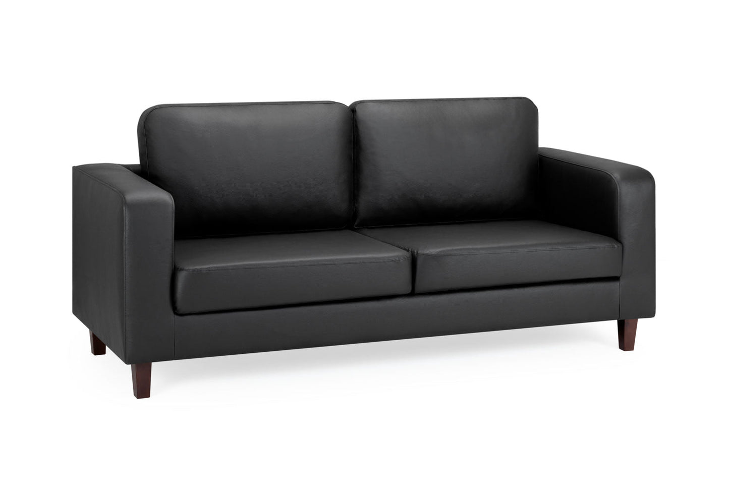 Bobbi Sofa Black 3 Seater - Bobbi black faux leather 3 seater sofa with removable cushions, Width: 180cm | Depth: 77cm | Height: 81cm, Dreamy Isle of Man and UK delivery