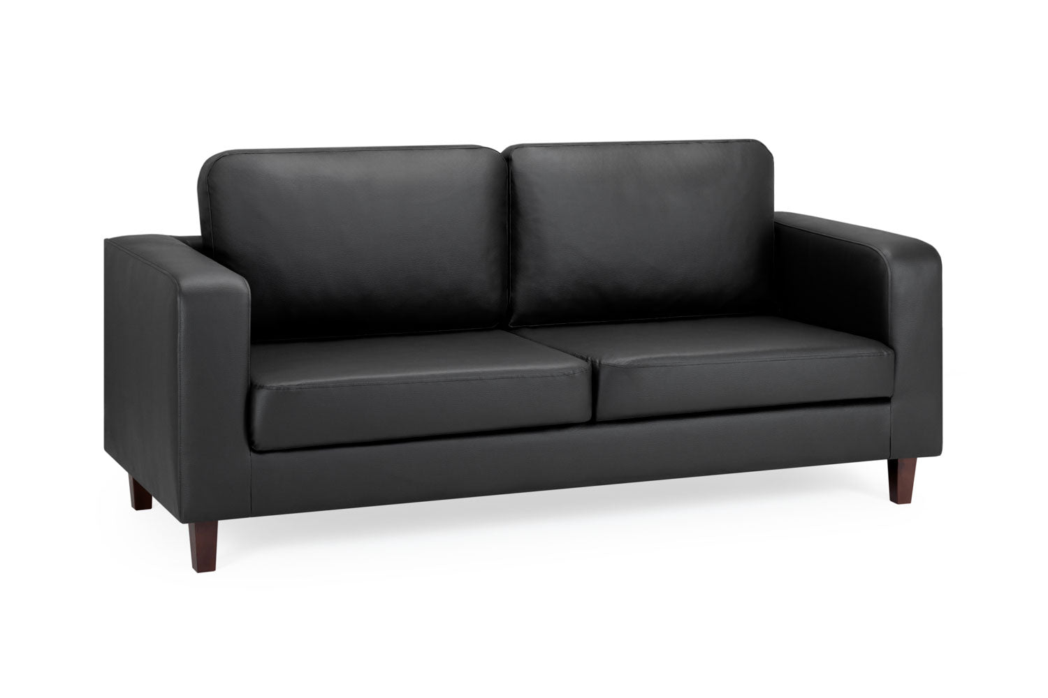 Bobbi Sofa Black 3 Seater - Bobbi black faux leather 3 seater sofa with removable cushions, Width: 180cm | Depth: 77cm | Height: 81cm, Dreamy Isle of Man and UK delivery