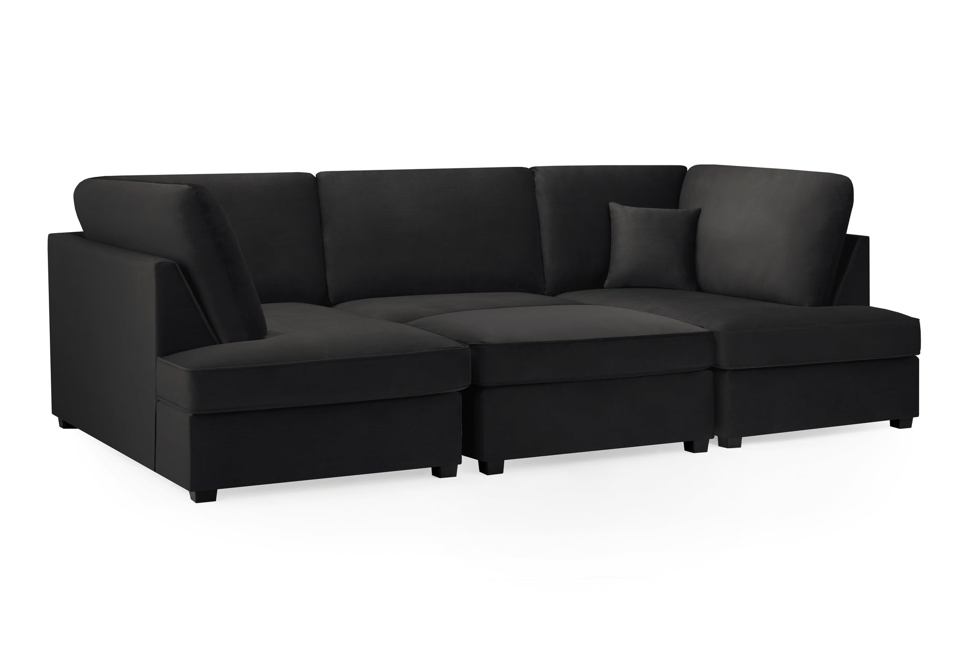 Cara Sofa Plush Black U Shape Corner from Dreamy - sofa with free Isle of Man and UK delivery