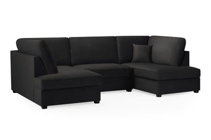 Cara Sofa Plush Black U Shape Corner from Dreamy - sofa with free Isle of Man and UK delivery