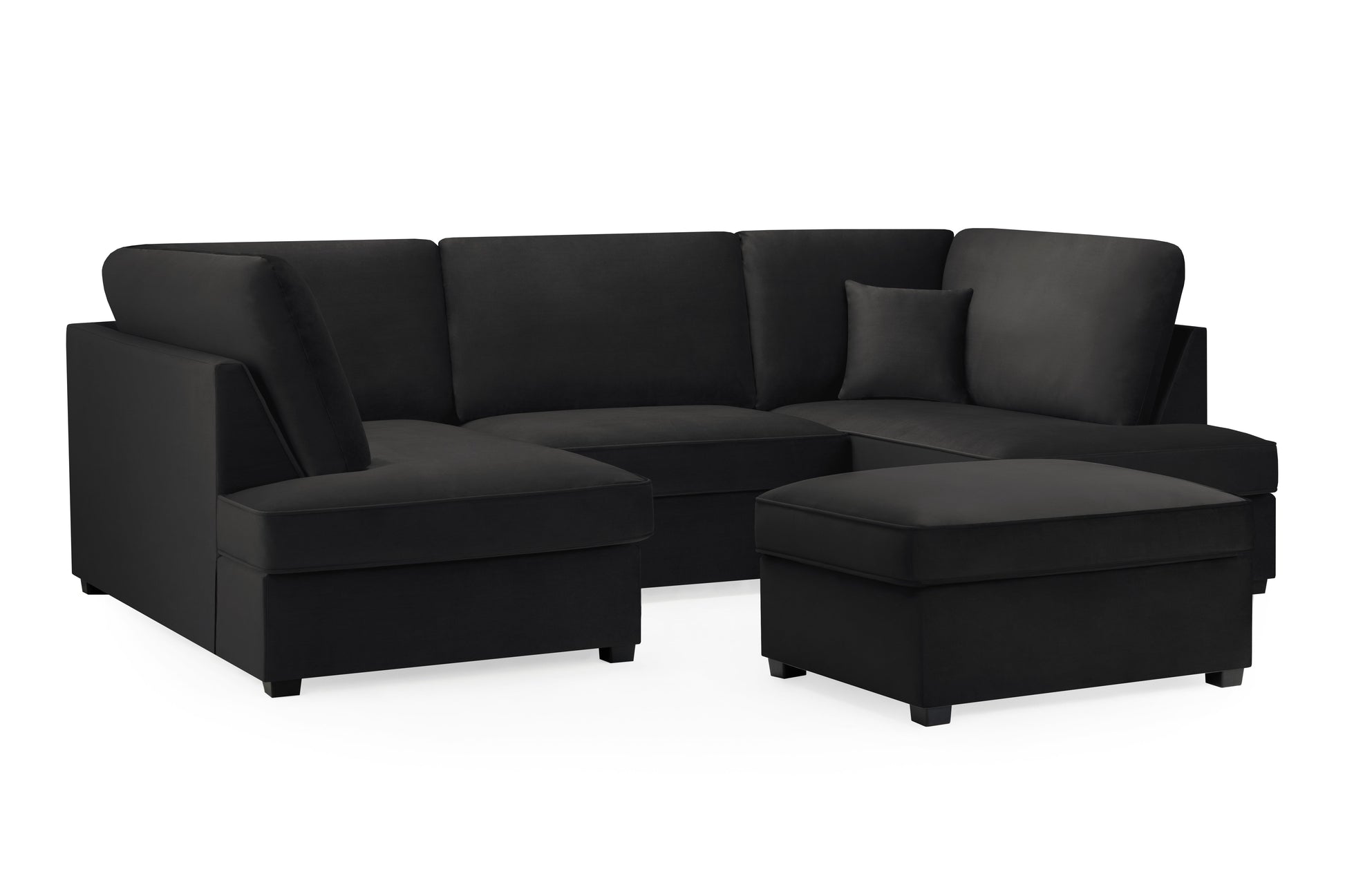 Cara Sofa Plush Black U Shape Corner from Dreamy - sofa with free Isle of Man and UK delivery
