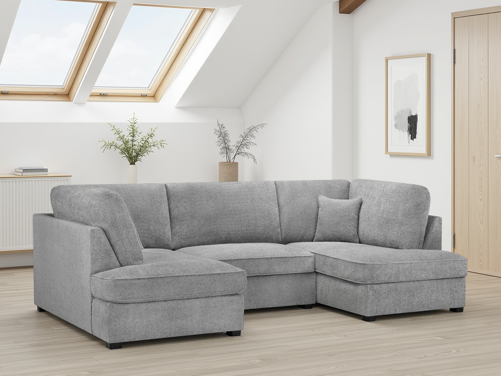 Cara Sofa Boucle Grey U Shape Corner at Dreamy furniture store